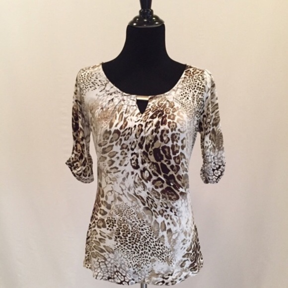 Cable & Gauge Tops - Cable & Gauge Animal Print Top